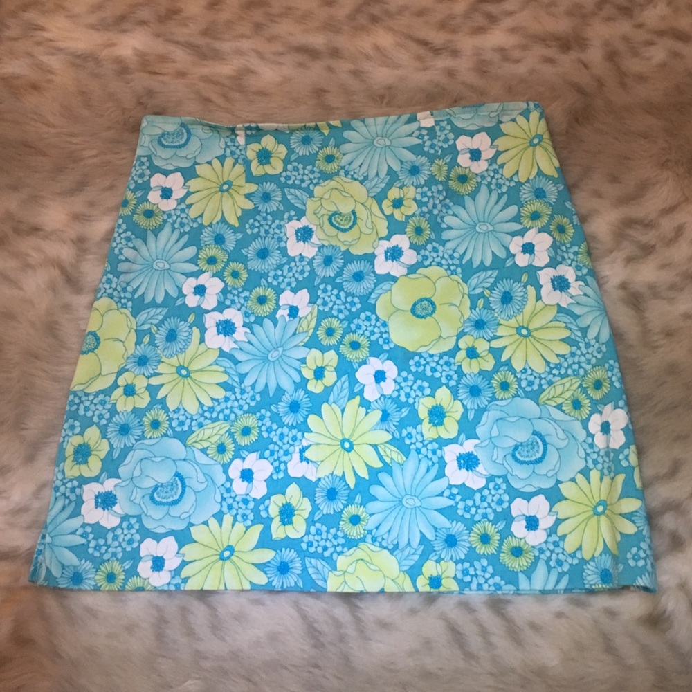 La Belle-Turquoise Yellow Stretch Mini Skirt